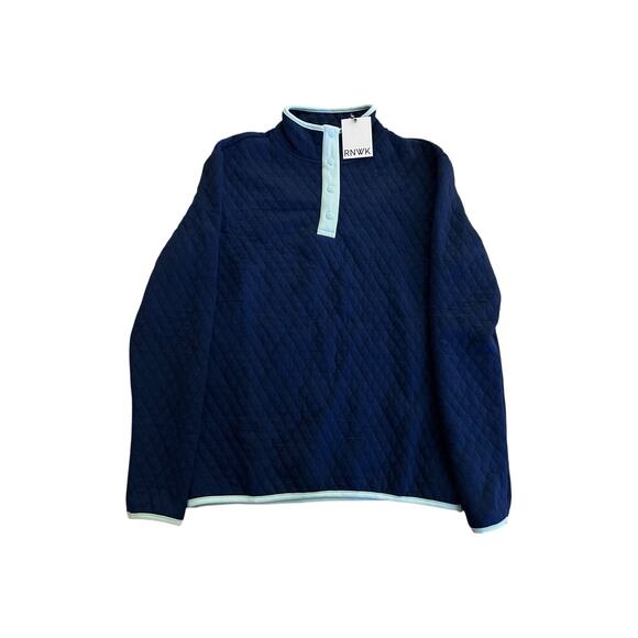 RNWK Renwick Quilted Snap Mock Size XS Blue Depths NWT Retail $125 - Picture 1 of 10
